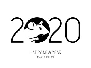 Wall Mural - 2020 Happy New Year numbers with rat.