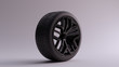 Black Alloy Rim Wheel with a Multi 5 Spoke Geometric Open Wheel Design with Racing Tyre 3d illustration 3d render