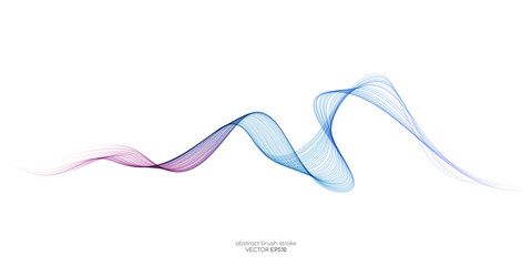 Poster - Vector curved wave lines brush stroke colorful blue and pink isolated on white background for design element