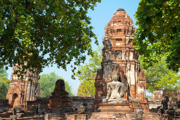 Ayutthaya, Thailand - Apr 10 2018: WAT MAHATHAT in Ayutthaya, Thailand. It is part of the World Heritage Site - Historic City of Ayutthaya.