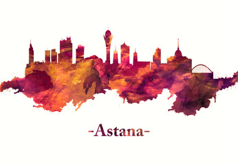 Fototapete - Astana Kazakhstan skyline in Red