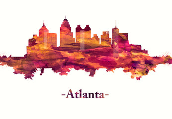 Fototapete - Atlanta Georgia skyline in Red