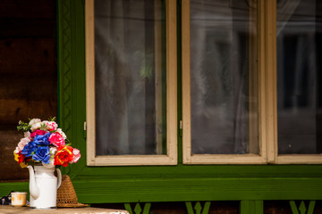 Canvas Print - Old doors and windows in an old house in Maremures, Romania