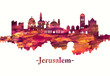 Jerusalem Israel skyline in red