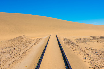 Wall Mural - Railway tracks after sand storm, Namibia