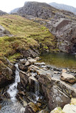 Fototapeta Łazienka - Waterfall on the Cwmorthin Waterfall trail in the mountains of Snowdonia National Park, Wales.