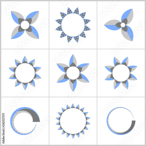 Design elements set. Abstract geometric striped icons.