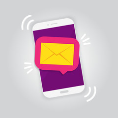 Poster - E mail notification. New message on the smartphone screen. Vector illustration