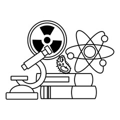 Wall Mural - school science radiation atom books