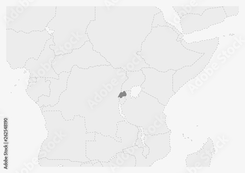 Fototapeta na szkło Mapa Afryki z podświetloną mapą Rwandy