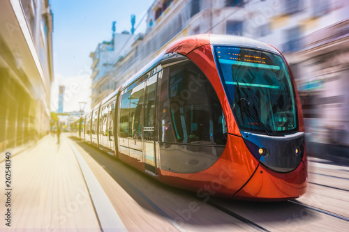 view-of-a-tram-passing-on-railways-casablanca-morocco