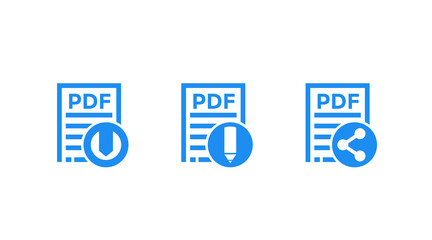 Poster - PDF document, download pdf file, edit and share vector icons on white