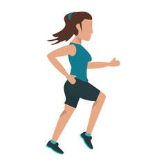 Wall Mural - Fitness woman running sideview