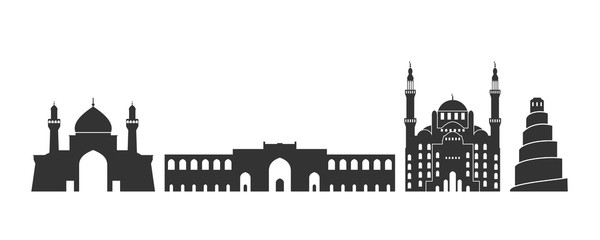 Wall Mural - Iraq logo. Isolated Iraqi architecture on white background