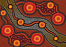 Illustration Based On Aboriginal Style Of Dot  Background. Connection Concept