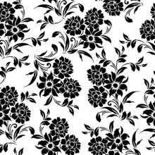 Seamless Floral Black White Pattern