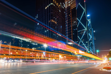 Wall Mural - abstract image of blur motion of cars on the city road at night