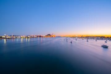 Poster - Lights of Port of Tauranga and harbor at dawn