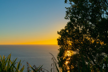 Canvas Print - Landscape silhouette at sunrise