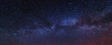 Fototapeta Kosmos - Fantastic starry sky with galaxy Milky way over mountainous masses of Ukrainian Carpathians