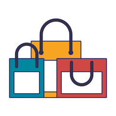 Poster - Shopping bags in different colors isolated blue lines