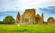 Irish landscape with castle ruins