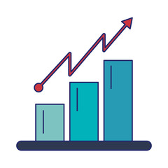 Sticker - Data bars graph isolated blue lines