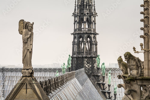 Fotomural Notre dame's rooftop and spire at Paris, France