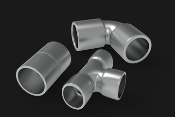 Chrome fittings 3D illustration