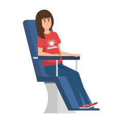 Sticker - young woman volunteer in donation chair