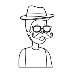 Sticker - hipster man with sunglasses and elegant hat