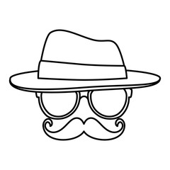 Poster - eyeglasses and mustache with tophat hipster style