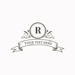 Wall Mural - classic emblem with initial
