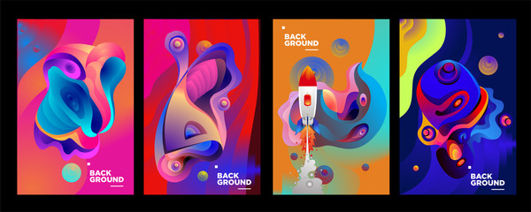 set of banner templates. universe. space. space trip. design. vector illustration.