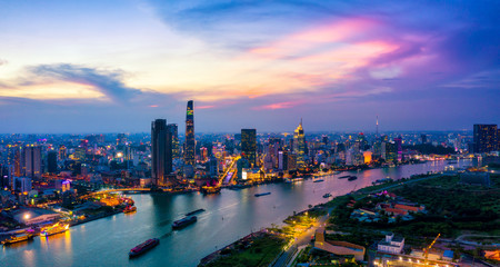 Wall Mural - aerial view of ho chi minh city skyline