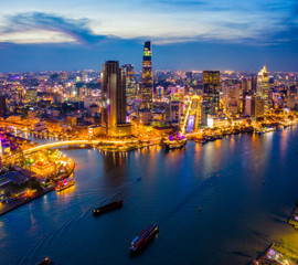 Wall Mural - aerial view of ho chi minh city skyline