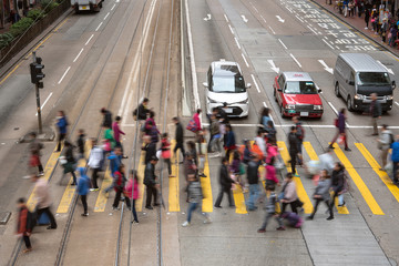 Wall Mural - People crossing street in Hong Kong　横断歩道を渡る人々 香港