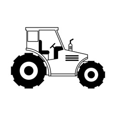 Canvas Print - Farm tractor vehicle isolated in black and white