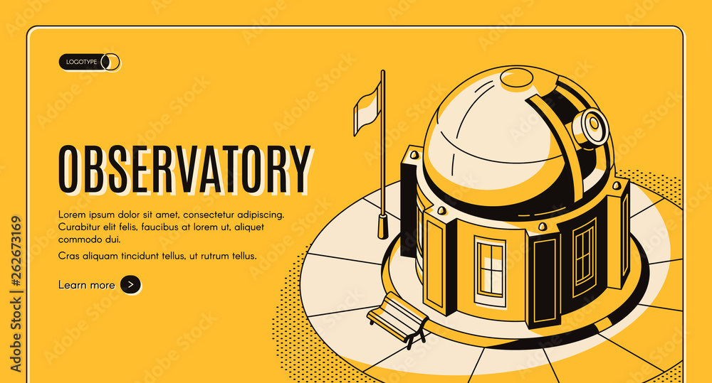 Ground-based observatory for astronomical observations isometric vector ...