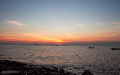 Wall Mural - colorful of sunset on sea scape background