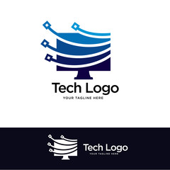 Aufkleber - tech logo designs vector. screen computer logo designs template
