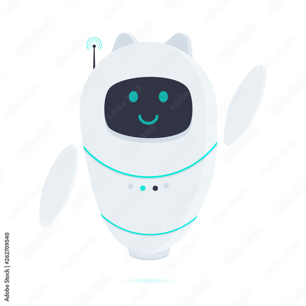 Bot Kitty Icon Robot cat chatbot icon sign flat style design vector illustration ...