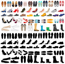  Isolated, Set Of Men's And Women's Shoes