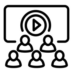 Poster - Multiple video viewing icon. Outline multiple video viewing vector icon for web design isolated on white background