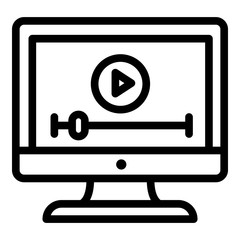 Poster - Video on the monitor icon. Outline video on the monitor vector icon for web design isolated on white background