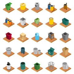 Poster - Garbage icons set. Isometric set of 25 garbage vector icons for web isolated on white background