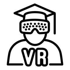 Poster - Learning with VR icon. Outline learning with VR vector icon for web design isolated on white background