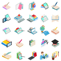 Poster - Modern education icons set. Isometric set of 25 modern education vector icons for web isolated on white background