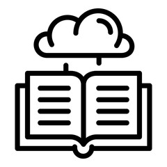 Poster - Cloud book icon. Outline cloud book vector icon for web design isolated on white background