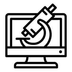 Poster - Microscope on the monitor icon. Outline microscope on the monitor vector icon for web design isolated on white background